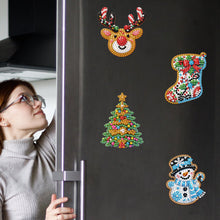 Load image into Gallery viewer, 6Pcs Acrylic Christmas Animals Diamond Art Magnets Decals for Fridge Whiteboards
