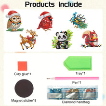 Load image into Gallery viewer, 6Pcs Acrylic Christmas Animals Diamond Art Magnets Decals for Fridge Whiteboards
