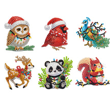 Load image into Gallery viewer, 6Pcs Acrylic Christmas Animals Diamond Art Magnets Decals for Fridge Whiteboards
