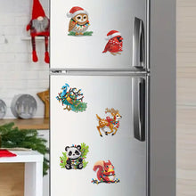 Load image into Gallery viewer, 6Pcs Acrylic Christmas Animals Diamond Art Magnets Decals for Fridge Whiteboards
