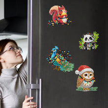 Load image into Gallery viewer, 6Pcs Acrylic Christmas Animals Diamond Art Magnets Decals for Fridge Whiteboards
