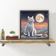 Load image into Gallery viewer, Diamond Painting - Full Round - Cat under the moon (30*30CM)
