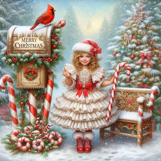Diamond Painting - Full Round - Christmas girl (40*40CM)