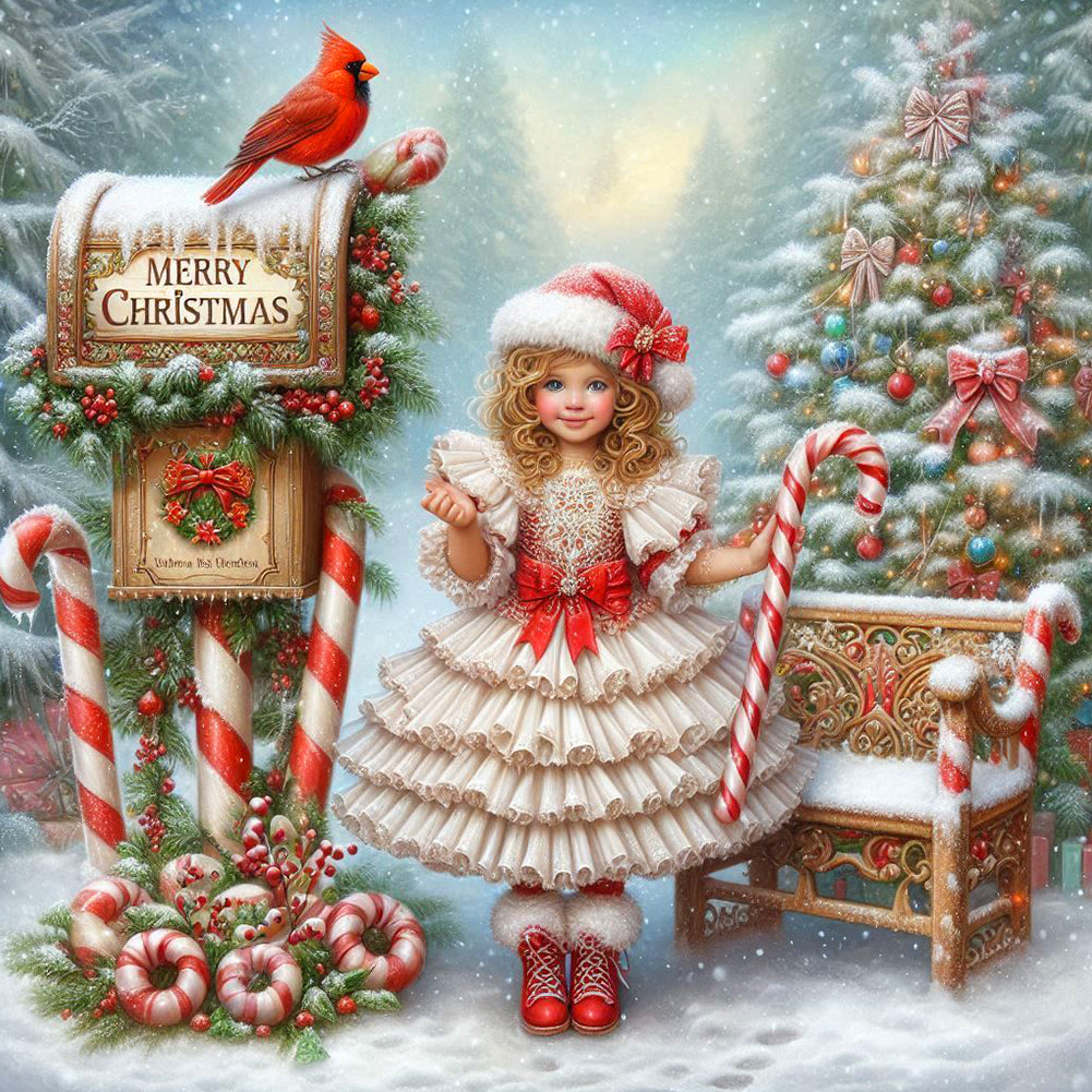 Diamond Painting - Full Round - Christmas girl (40*40CM)