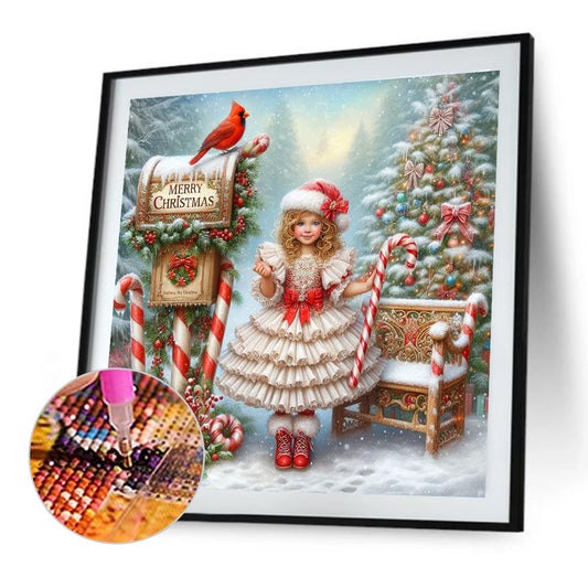 Diamond Painting - Full Round - Christmas girl (40*40CM)