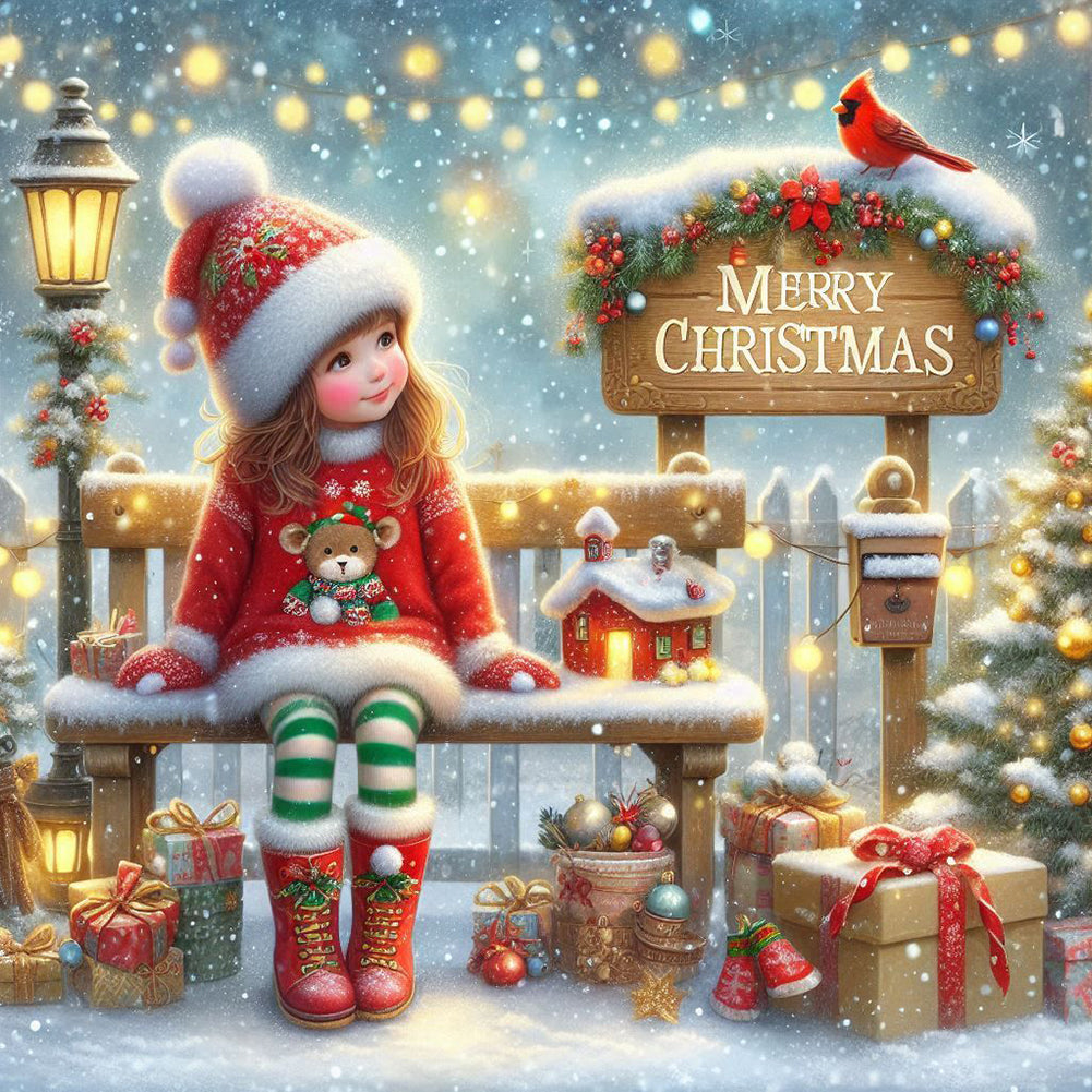 Diamond Painting - Full Round - Christmas girl (40*40CM)