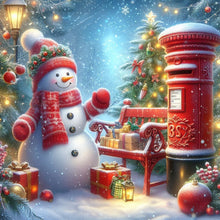 Load image into Gallery viewer, Diamond Painting - Full Round - Christmas snowman and mailbox (40*40CM)
