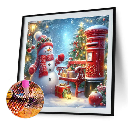 Diamond Painting - Full Round - Christmas snowman and mailbox (40*40CM)