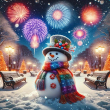 Load image into Gallery viewer, Diamond Painting - Full Round - Christmas snowman and fireworks (40*40CM)

