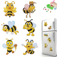 Load image into Gallery viewer, 6Pcs Acrylic Bee Fridge Stickers Diamond Painting Magnets Decals for Home Decor
