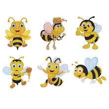 Load image into Gallery viewer, 6Pcs Acrylic Bee Fridge Stickers Diamond Painting Magnets Decals for Home Decor
