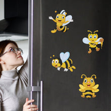 Load image into Gallery viewer, 6Pcs Acrylic Bee Fridge Stickers Diamond Painting Magnets Decals for Home Decor
