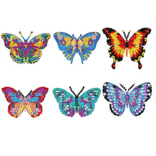 Load image into Gallery viewer, 6Pcs Acrylic Butterfly Fridge Stickers Diamond Painting Magnets Decals
