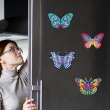 Load image into Gallery viewer, 6Pcs Acrylic Butterfly Fridge Stickers Diamond Painting Magnets Decals
