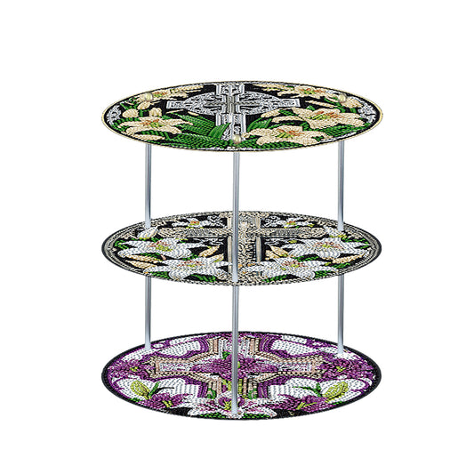 3 Tier Acrylic Special Shape Cross Lily Crystal Display Rack Kit for Adults Kids