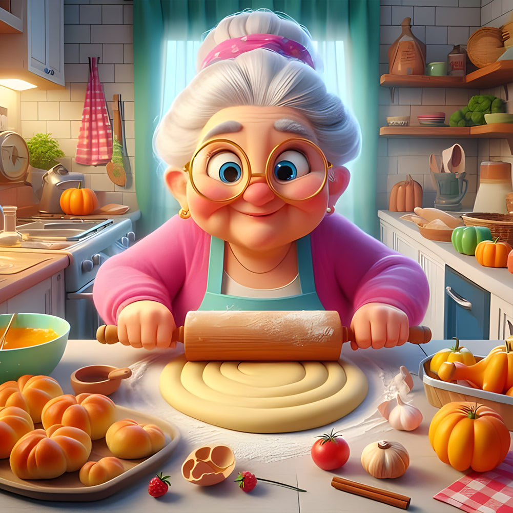 Diamond Painting - Full Round - Baking old lady (40*40CM)