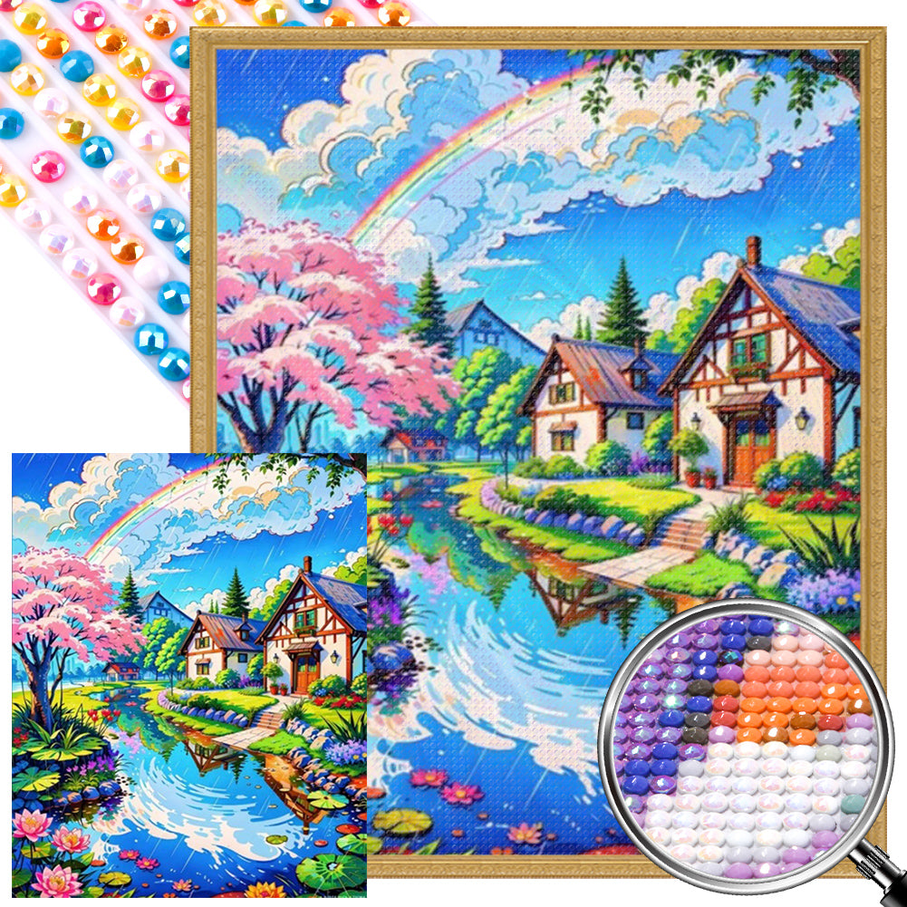 AB Diamond Painting - Full Round - Town by the stream (40*50CM)
