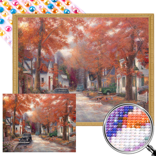 AB Diamond Painting - Full Round - Autumn town (50*40CM)