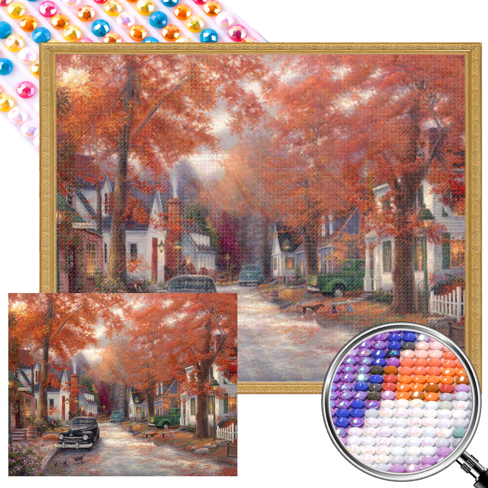 AB Diamond Painting - Full Round - Autumn town (50*40CM)