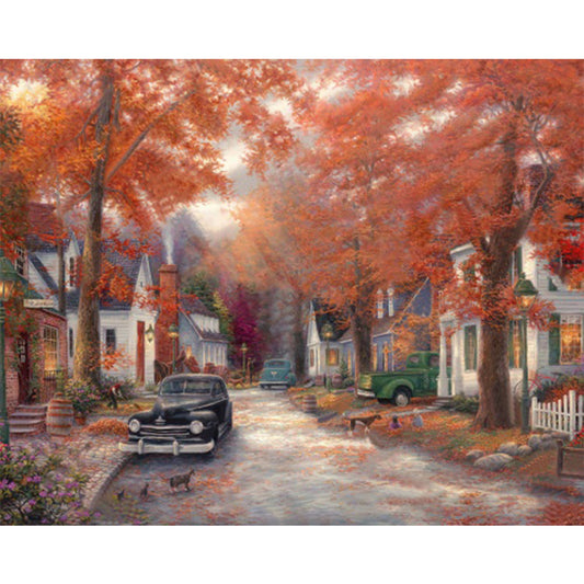 AB Diamond Painting - Full Round - Autumn town (50*40CM)