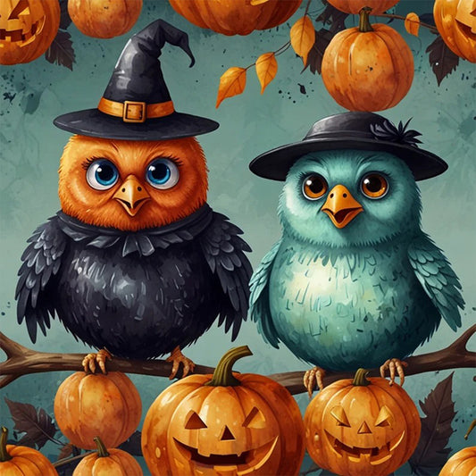 AB Diamond Painting - Full Round - Halloween bird (40*40CM)