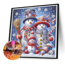 Load image into Gallery viewer, Diamond Painting - Partial Special Shaped - Winter snowman family (30*30CM)
