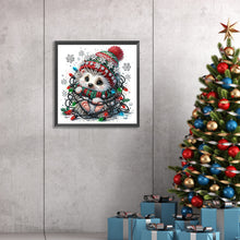 Load image into Gallery viewer, Diamond Painting - Partial Special Shaped - Christmas lights and little hedgehog (30*30CM)

