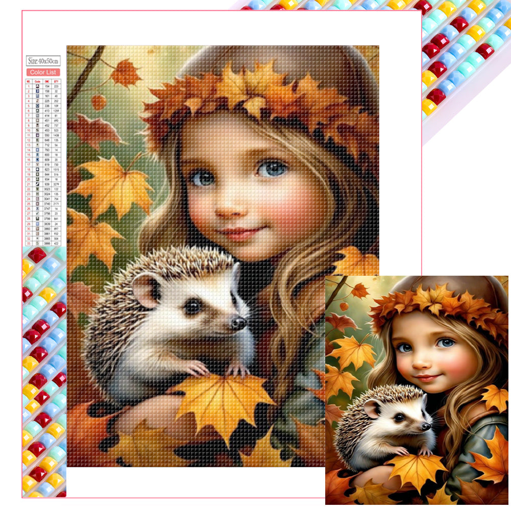 Diamond Painting - Full Square - Girl holding a hedgehog (40*50CM)