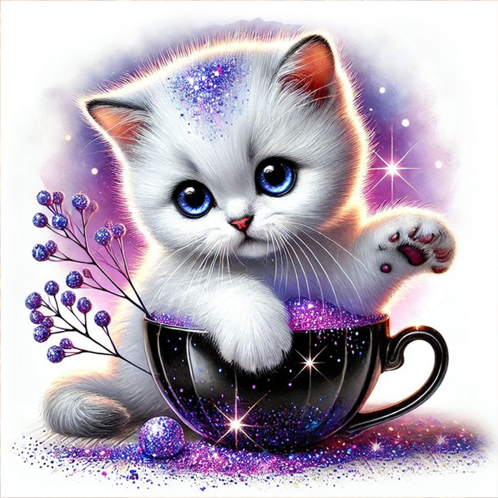 Diamond Painting - Full Round - Teacup cat (30*30CM)