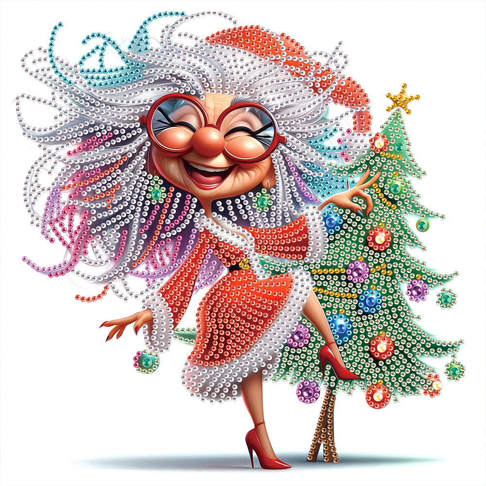 Diamond Painting - Partial Special Shaped - Santa Claus grandmother (30*30CM)