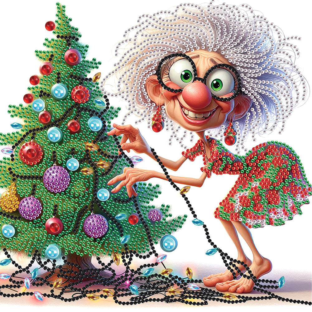 Diamond Painting - Partial Special Shaped - Santa Claus grandmother (30*30CM)