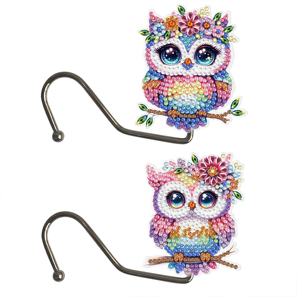 2Pcs Owl DIY Diamond Painting Countertop Hooks for Home Office Decoration