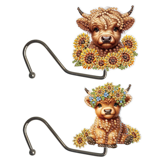 2Pcs Highland Yak DIY Diamond Painting Countertop Hooks for Home Office Decor
