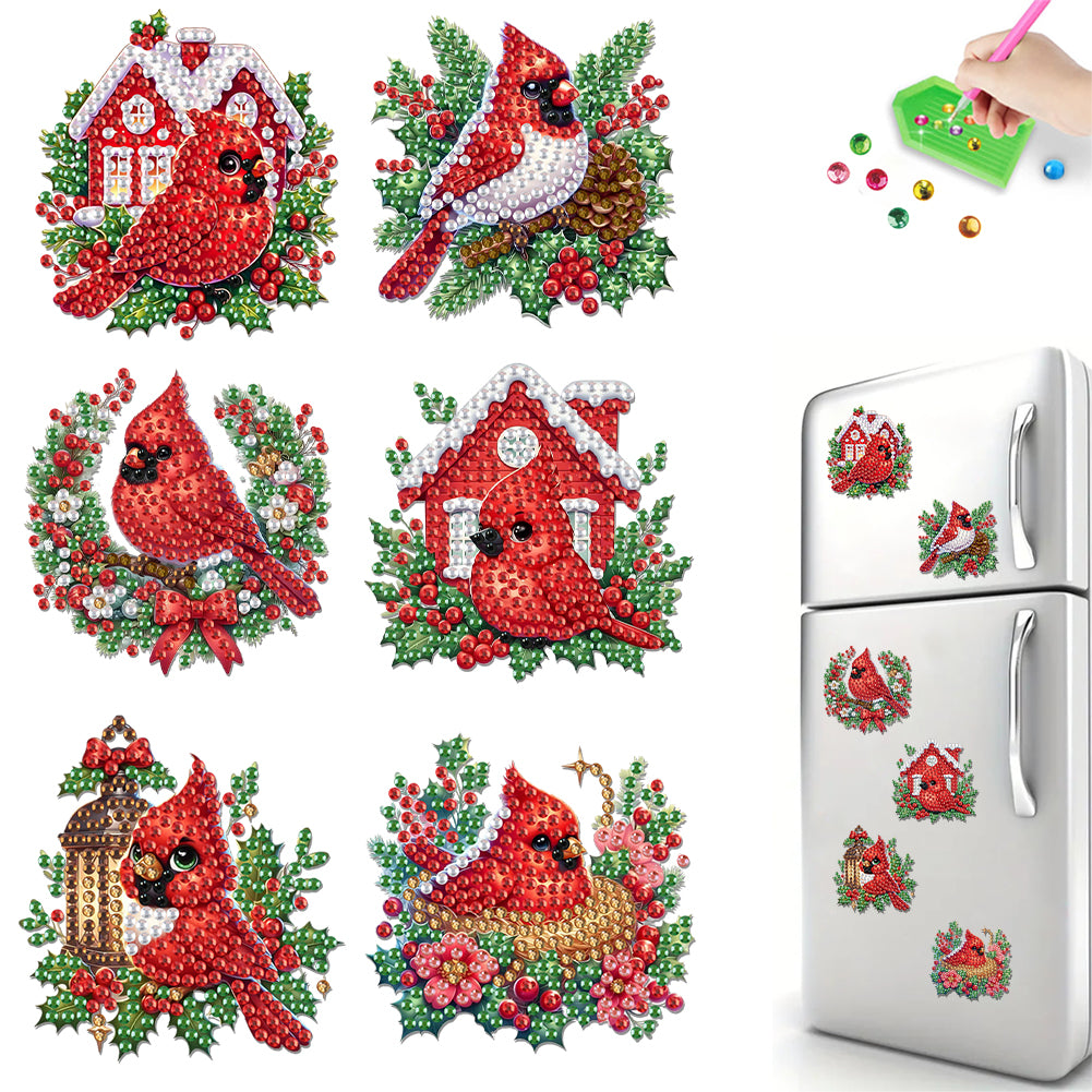 6Pcs Acrylic Cake Diamond Art Fridge Magnet Diamond Painting Refrigerator Magnet