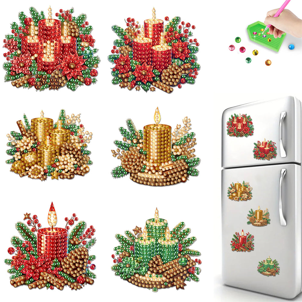 6Pcs Acrylic Cake Diamond Art Fridge Magnet Diamond Painting Refrigerator Magnet