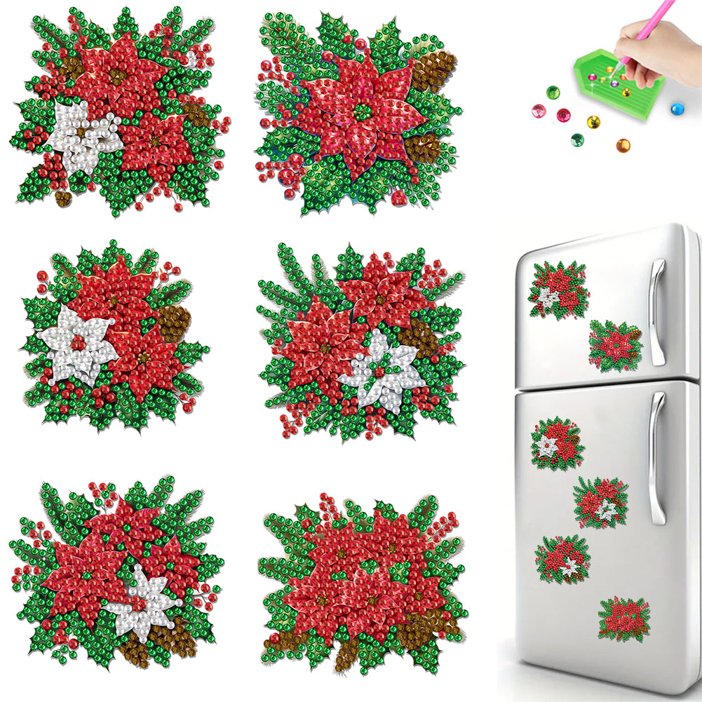 6Pcs Acrylic Cake Diamond Art Fridge Magnet Diamond Painting Refrigerator Magnet