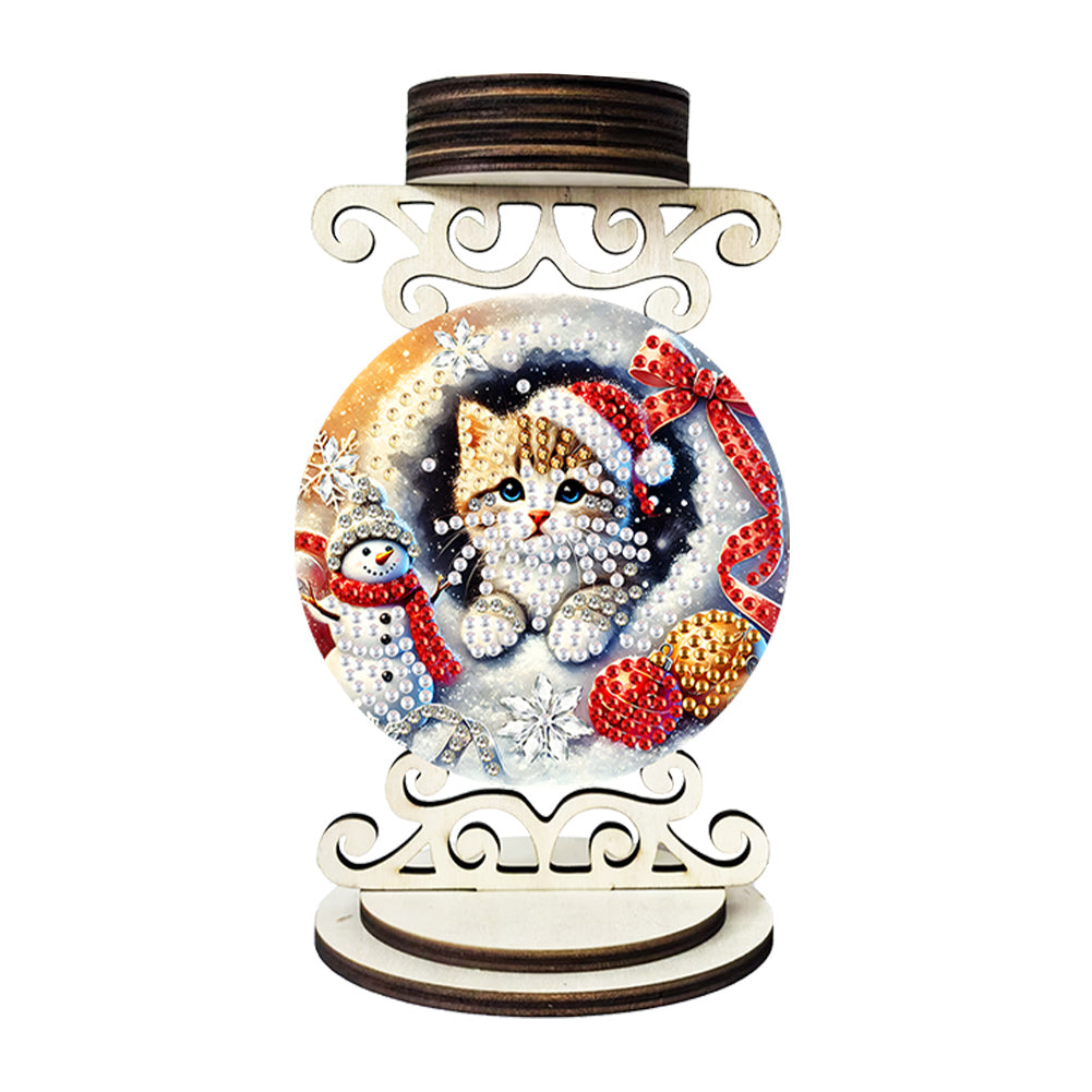 Wooden Special Shaped Christmas Diamond Painting Candle Holder for Home Decor