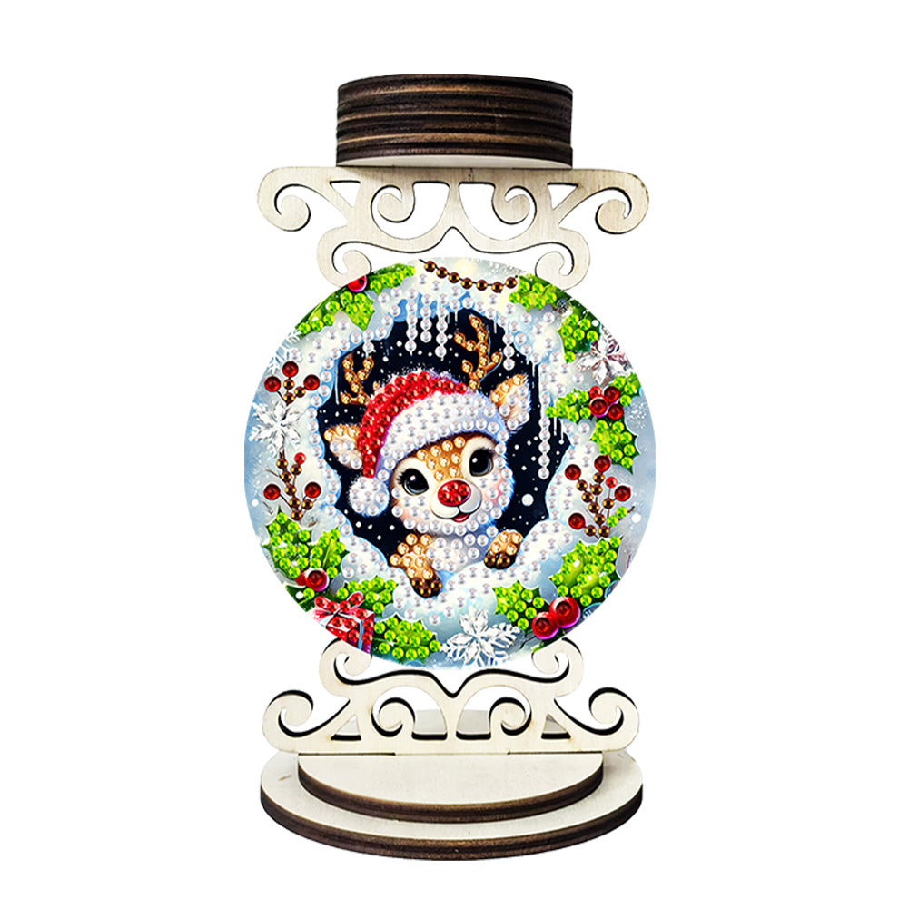 Wooden Special Shaped Christmas Diamond Painting Candle Holder for Home Decor
