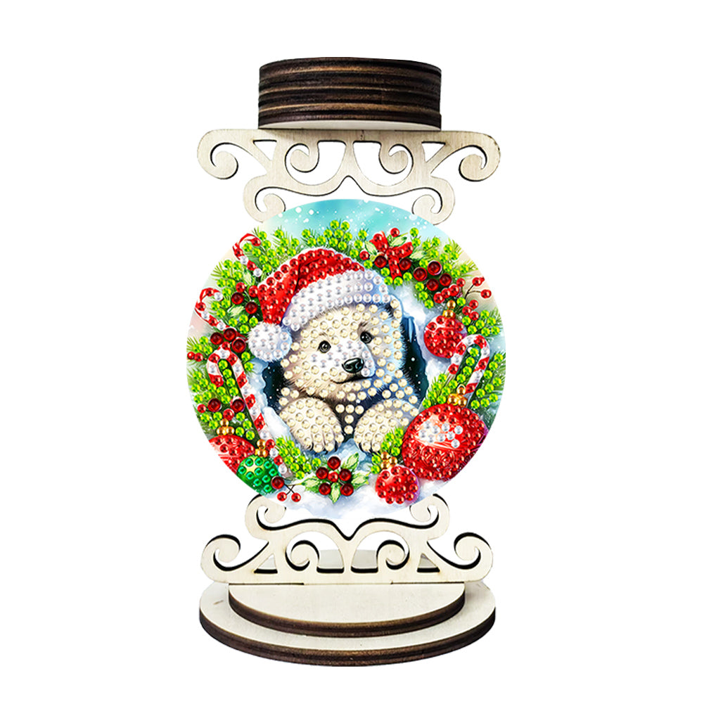Wooden Special Shaped Christmas Diamond Painting Candle Holder for Home Decor