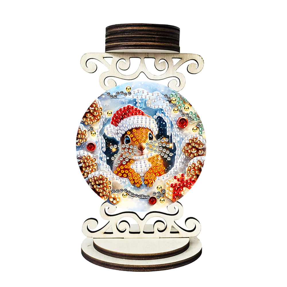 Wooden Special Shaped Christmas Diamond Painting Candle Holder for Home Decor