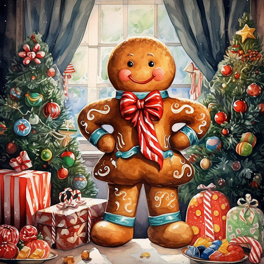 Diamond Painting - Full Round - Christmas gingerbread man (40*40CM)