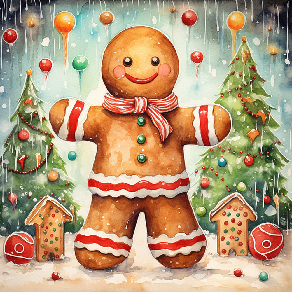 Diamond Painting - Full Round - Christmas gingerbread man (40*40CM)