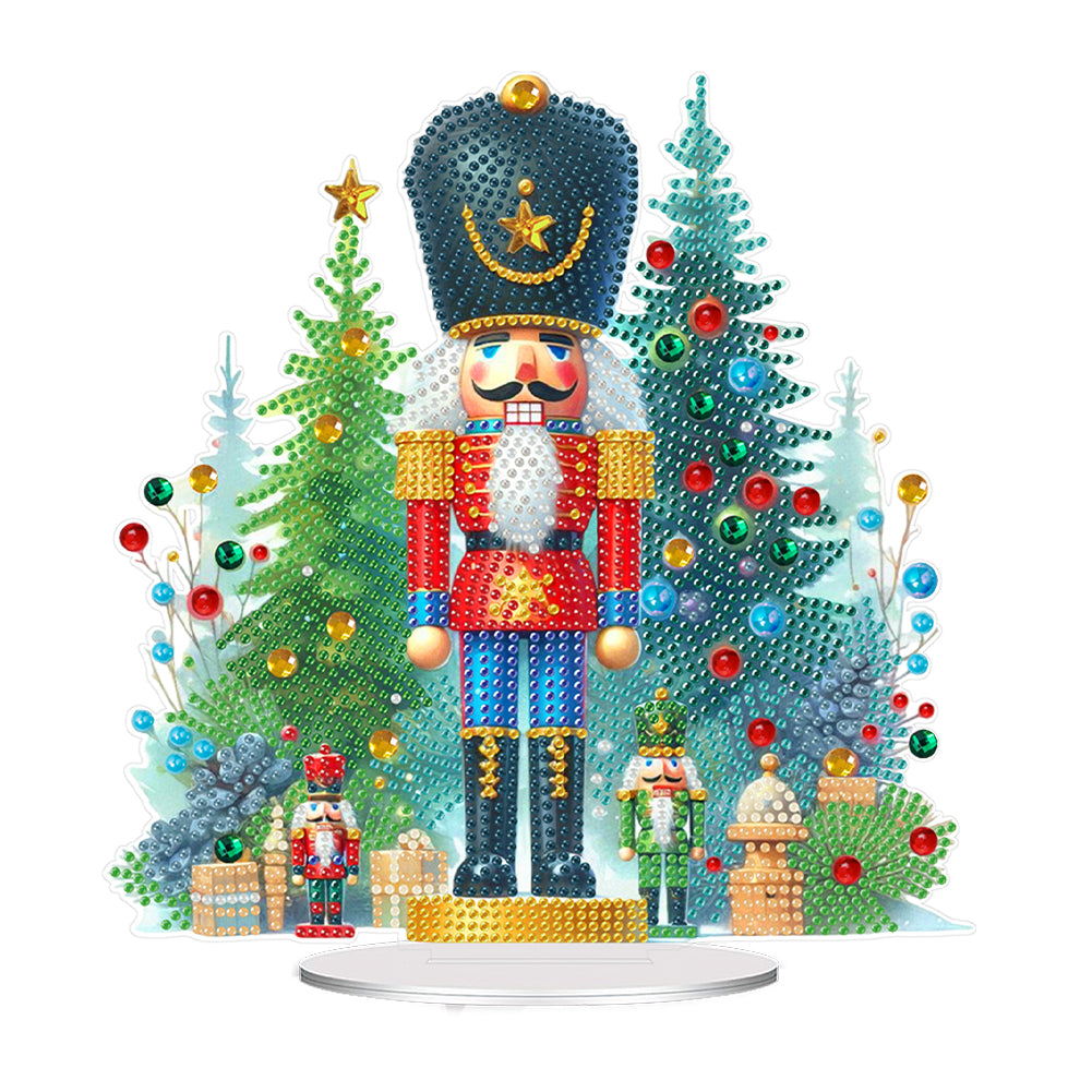 Acrylic Special Shape Christmas Nutcracker Desktop Diamond Art Kits for Beginner