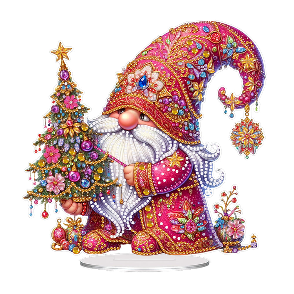 Acrylic Special Shape Christmas Gnome Desktop Diamond Art Kits for Home Decor