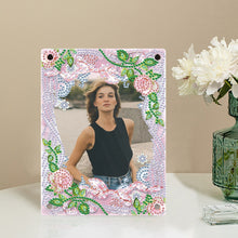 Load image into Gallery viewer, Floral Special Shape Diamond Painting Photo Frame Home Decor Gift (Flower Pink)
