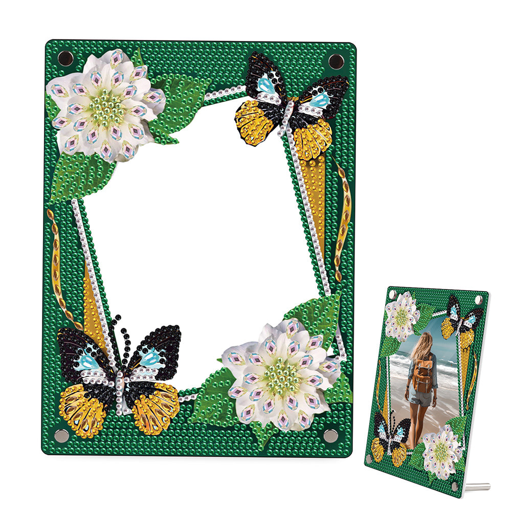 Floral Special Shape Diamond Painting Photo Frame Home Decor Gift (Butterfly)