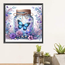 Load image into Gallery viewer, Diamond Painting - Full Round - Purple flower bottle butterfly (30*30CM)
