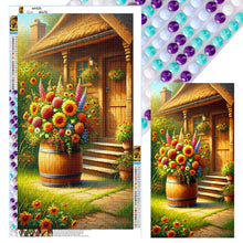 Load image into Gallery viewer, Diamond Painting - Full Round - Wine barrel bouquet in the courtyard (40*70CM)
