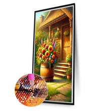 Load image into Gallery viewer, Diamond Painting - Full Round - Wine barrel bouquet in the courtyard (40*70CM)
