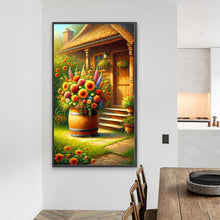 Load image into Gallery viewer, Diamond Painting - Full Round - Wine barrel bouquet in the courtyard (40*70CM)
